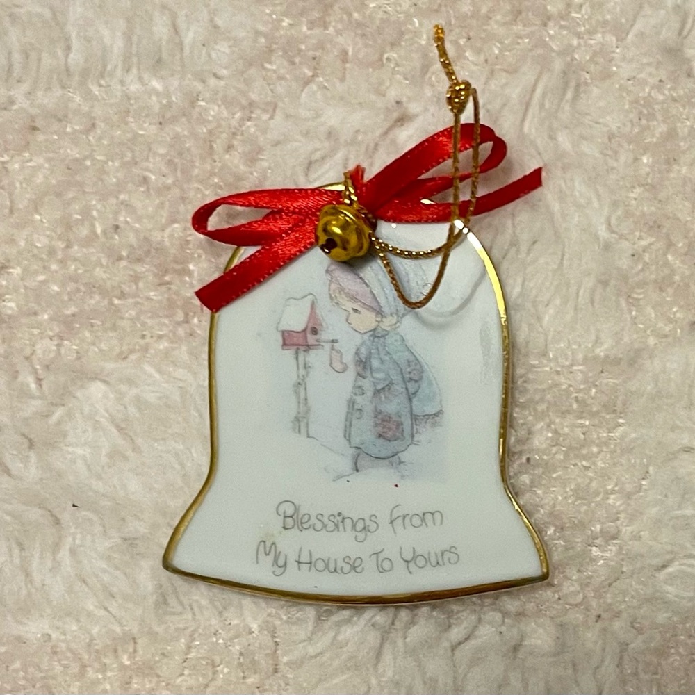 Vintage Precious Moments Ceramic Christmas Ornament